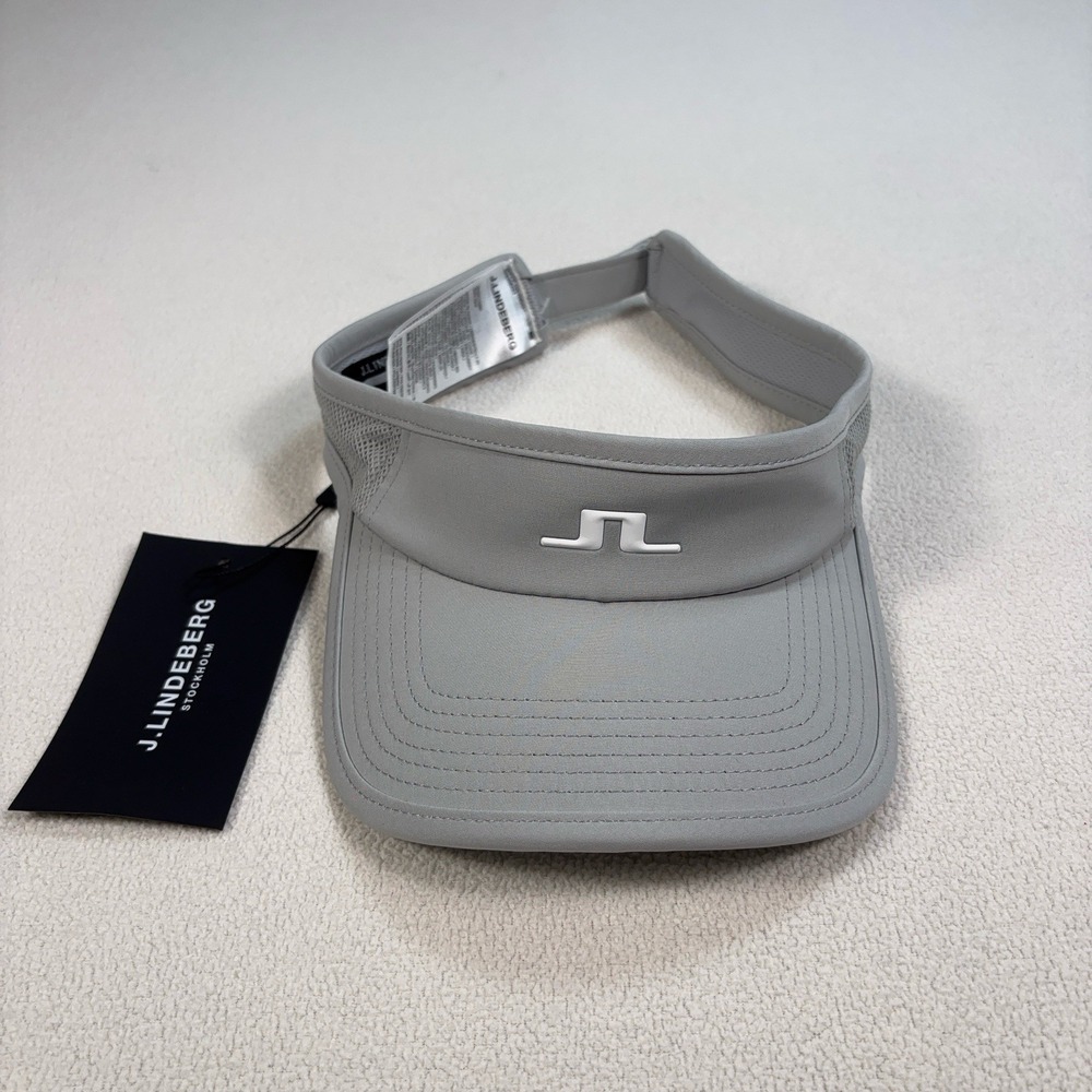 NWT J.Lindeberg Gain Visor Men's One Size Gray Mesh-Band Adjustable 3D Logo Golf